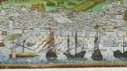 Artwork depicting board in Lisbon