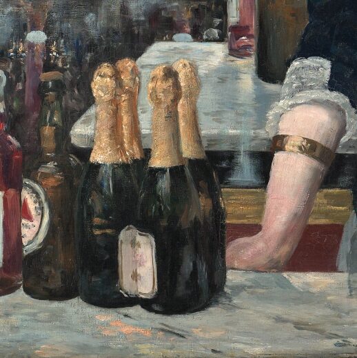 painting of a woman bartender looking straight ahead