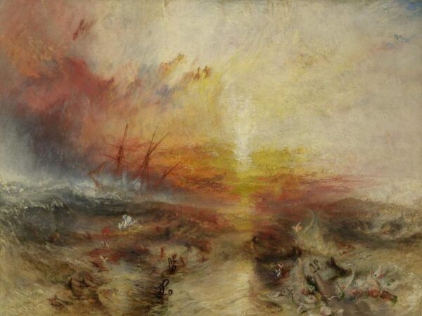 oil painting of a slave ship