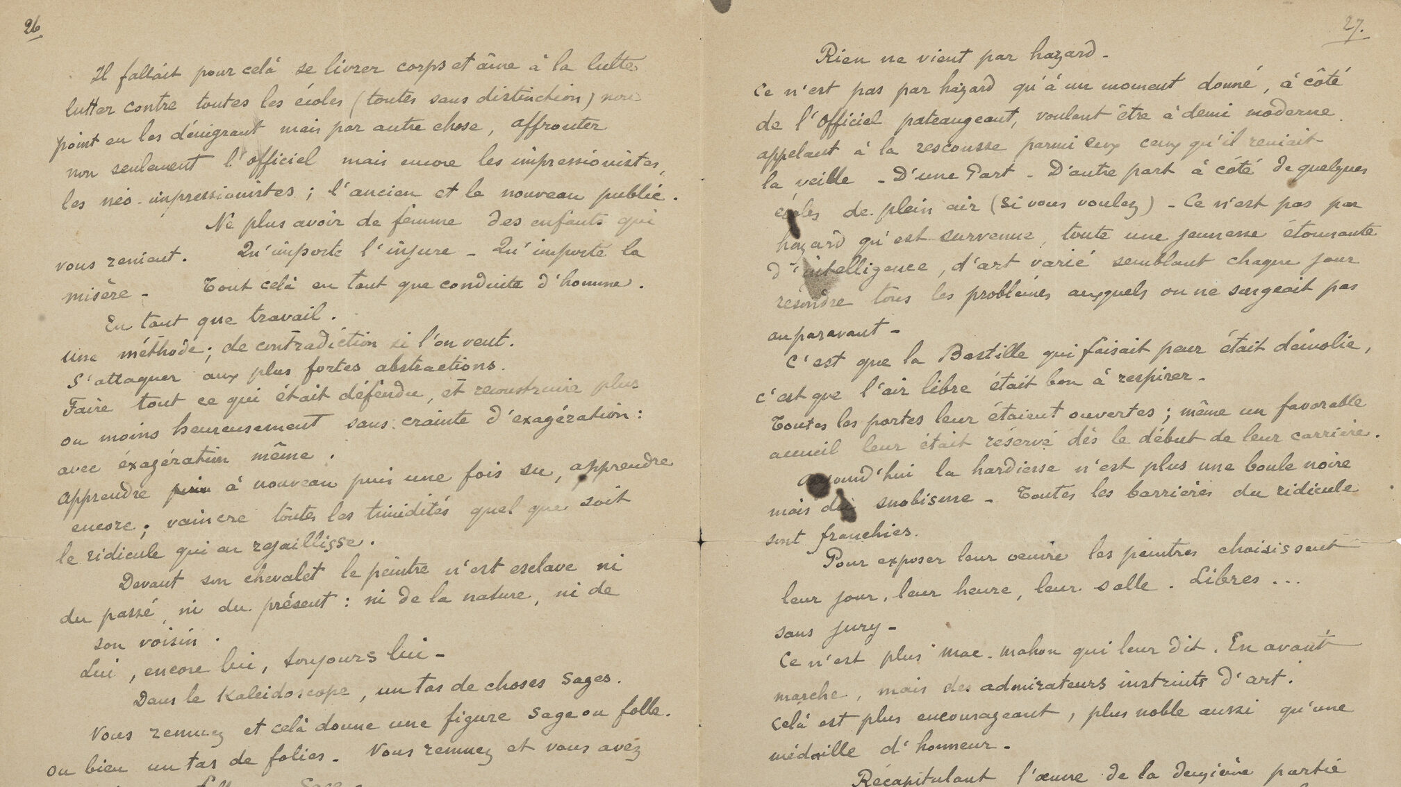 An image of a double paged manuscript by Paul Gauguin
