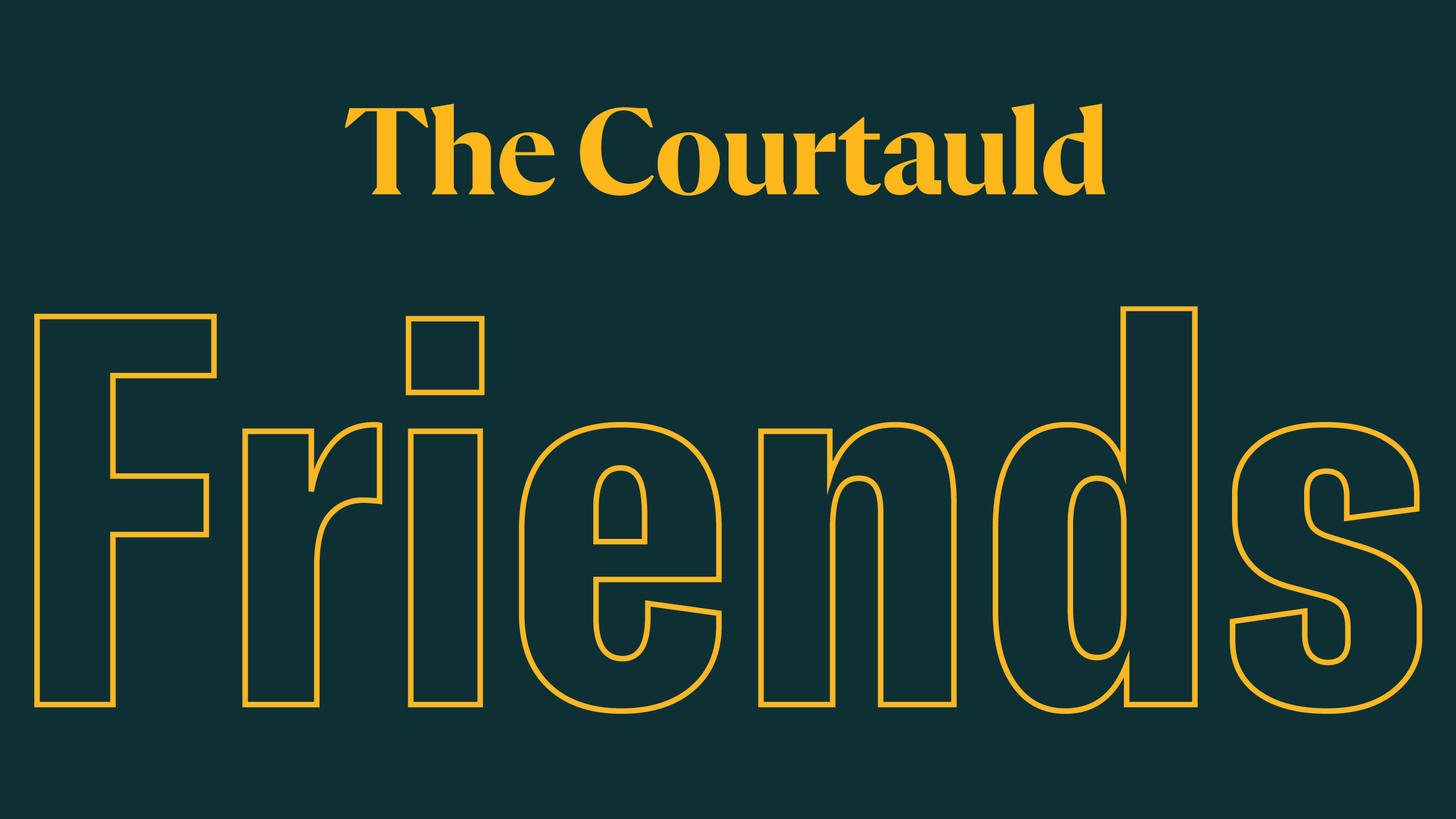 The yellow Courtauld Friends logo on a dark green background