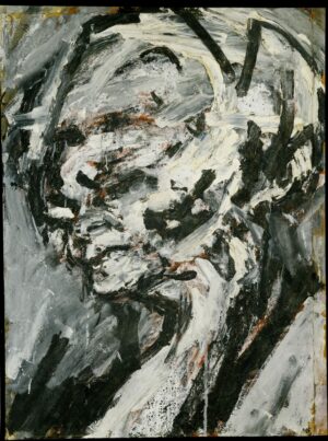 charcoal and oil painting of a female head